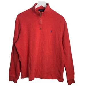 Polo by Ralph Lauren Men’s Quarter-zip Knit Bright Red Pullover M-060 Size L